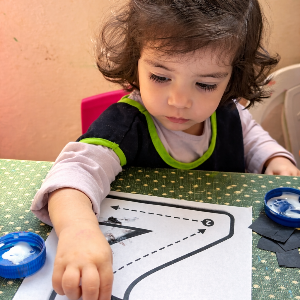 Niña concentrada en actividad educativa